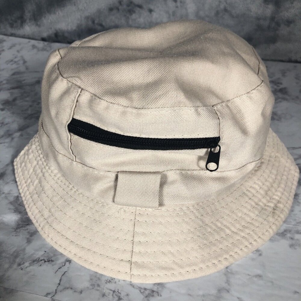 Jerusalem Embroidered Beige Bucket Hat With Back Zip & Inner Pocket - Picture 4 of 8